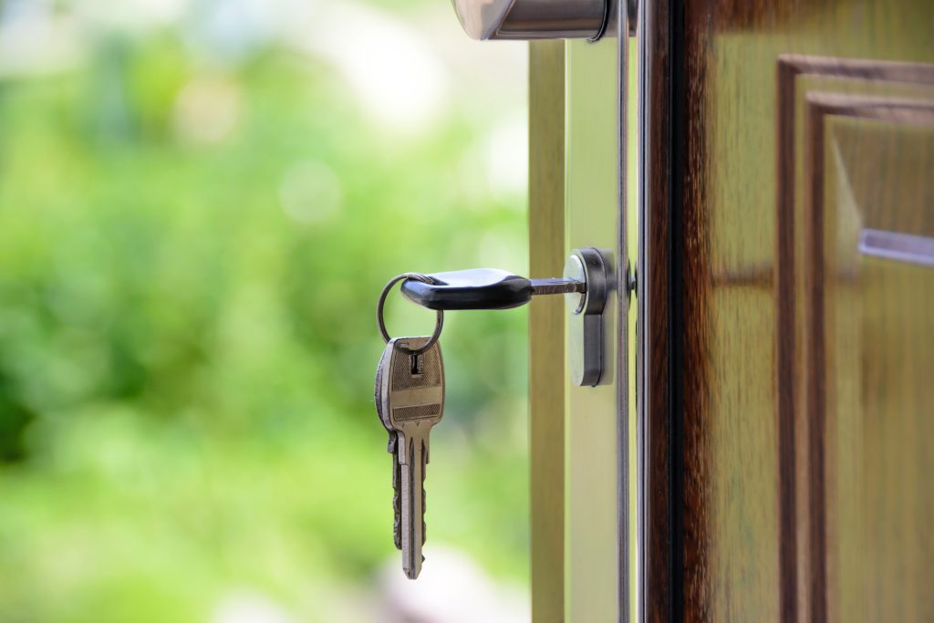 keys in the lock of a door